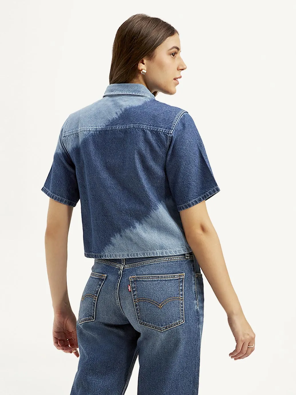 Women's Colorblock Spread Collar Shirt