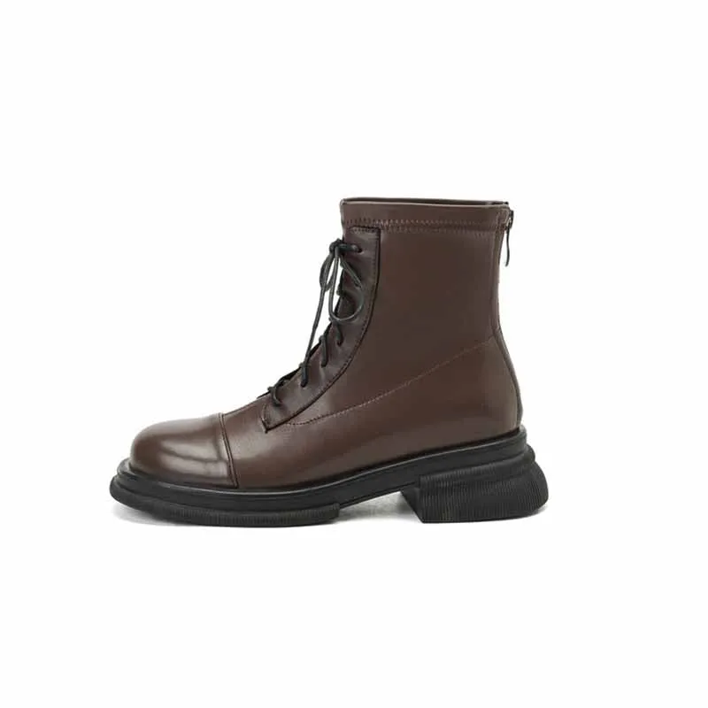 Women's lace up martin boots low heel bootie