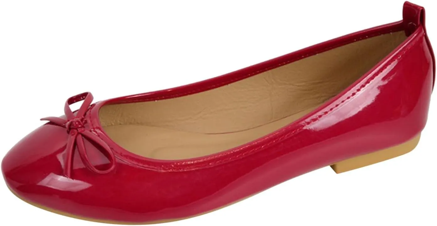 Women's Leather Ballet Flats Non-Slip Bow Detail Formal Shoes Cushioned Arch Support
