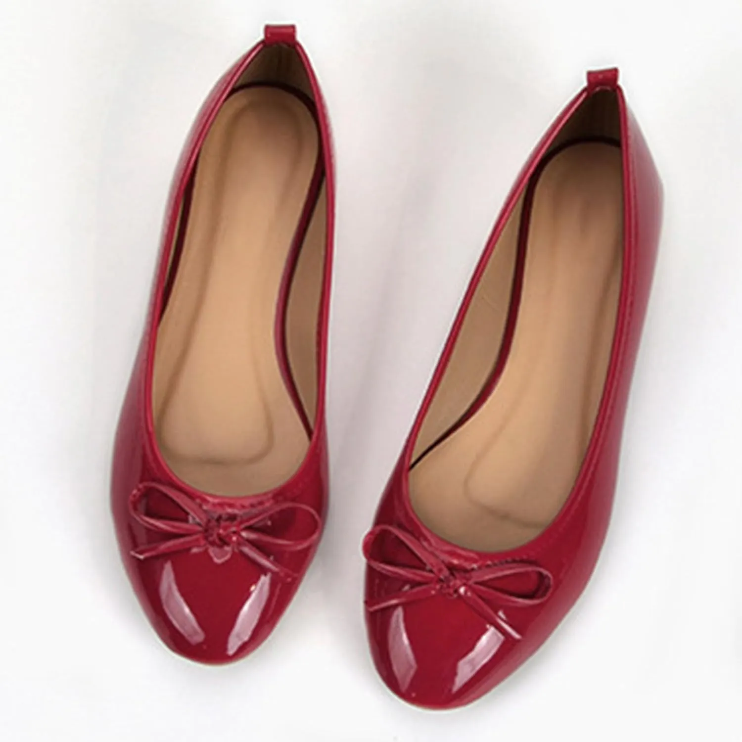 Women's Leather Ballet Flats Non-Slip Bow Detail Formal Shoes Cushioned Arch Support