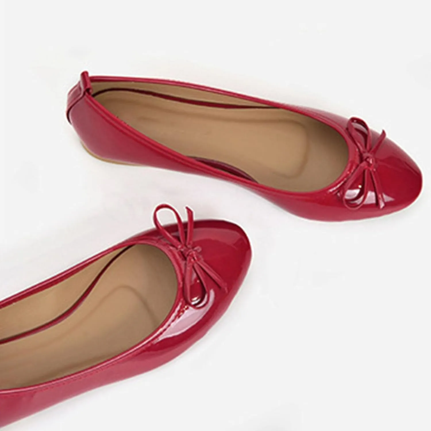 Women's Leather Ballet Flats Non-Slip Bow Detail Formal Shoes Cushioned Arch Support