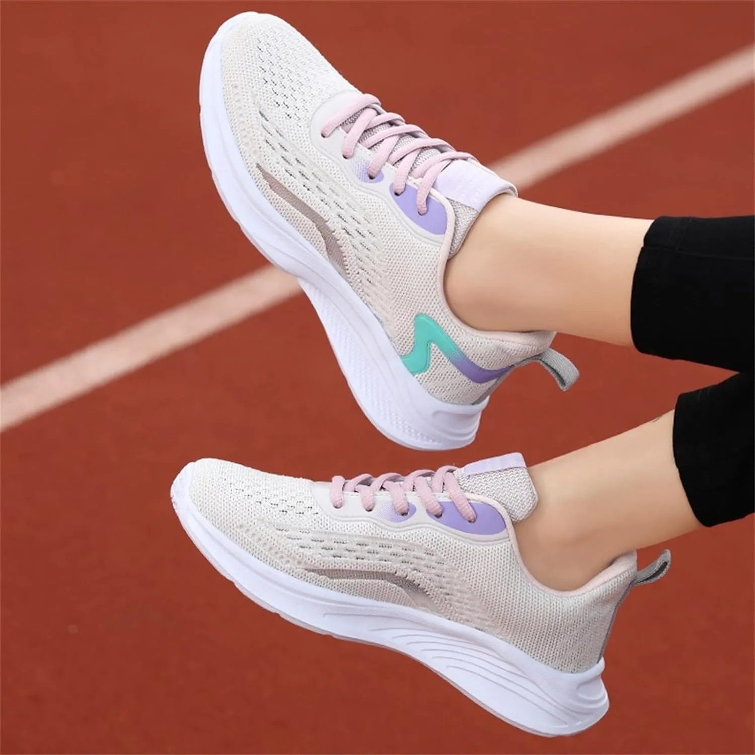 Women's Shoes Sneakers Lace Up Thick Sole Athletic Shoes Breathable Mesh Sneakers Causal Running Walking Tennis Shoes