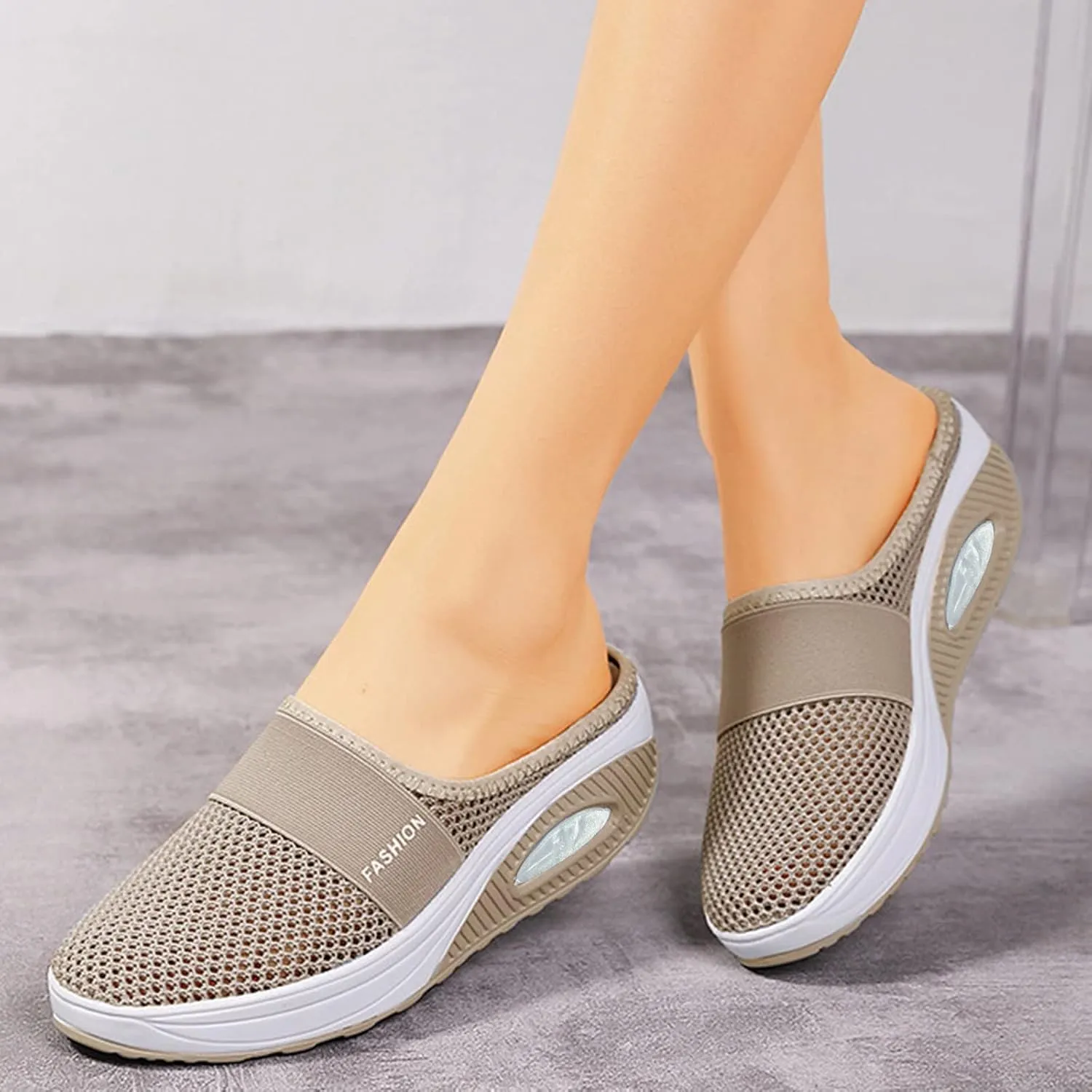 Women's Sneakers Wide Lightweight Work Slip Resistant Breathable Slip On Casual Shoes for Women Non Slip Loafers Backless Sneakers for Women