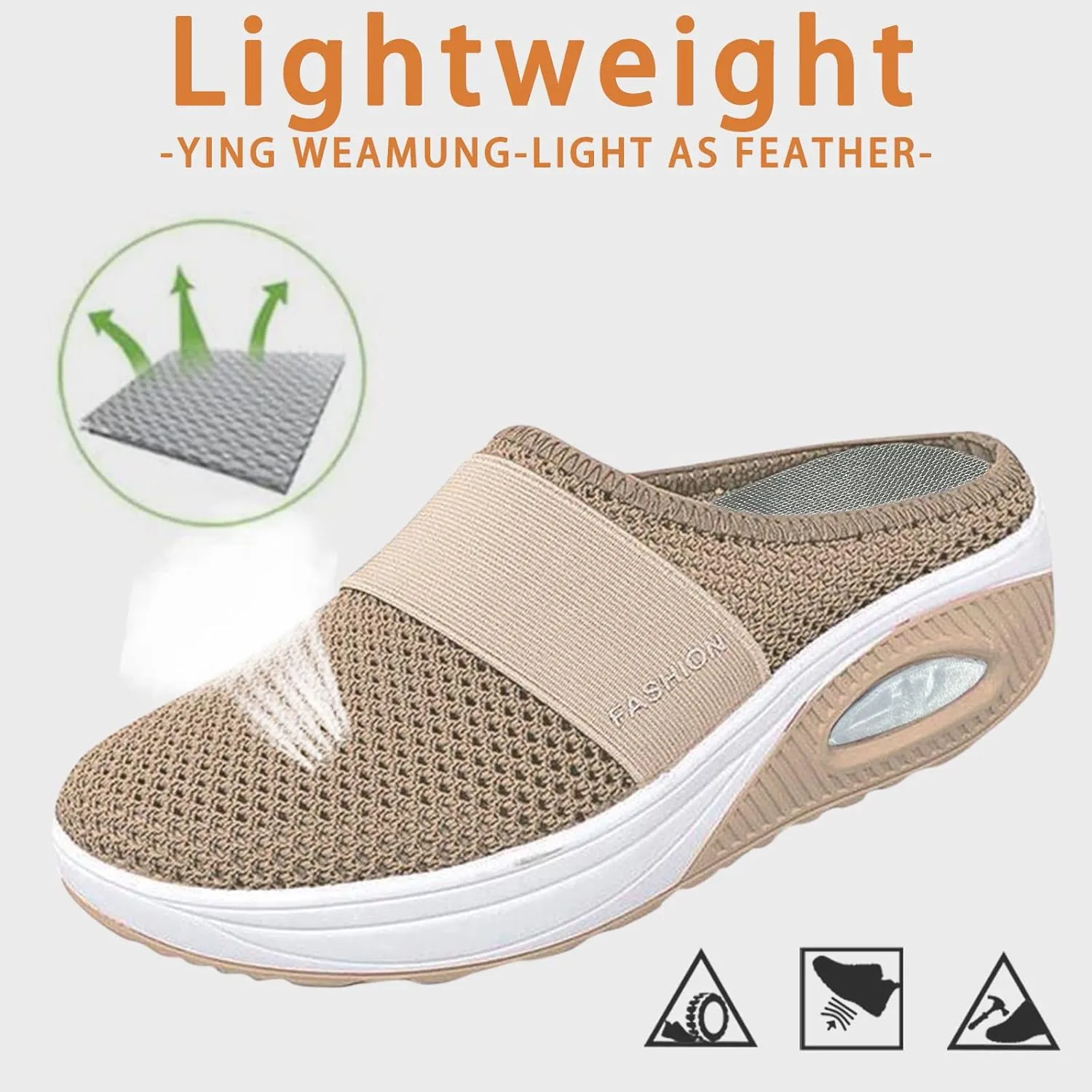Women's Sneakers Wide Lightweight Work Slip Resistant Breathable Slip On Casual Shoes for Women Non Slip Loafers Backless Sneakers for Women