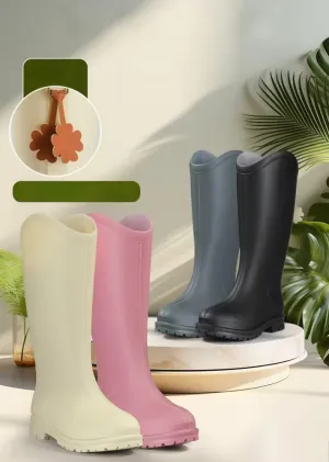 Women's Tall Waterproof Rain Boots Detachable Plush Lining Outdoor Garden Boots