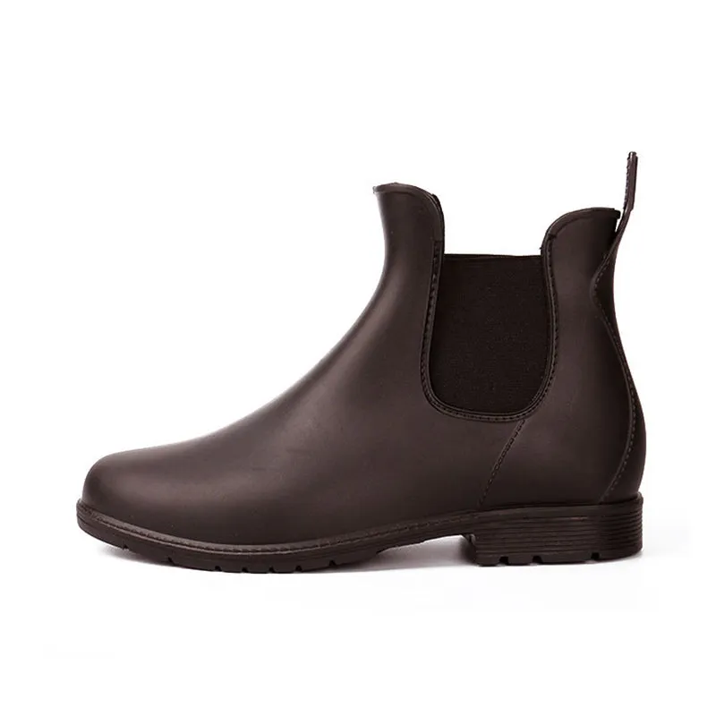 Women's waterproof Chelsea boots flat ankle high rain boots