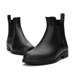 Women's waterproof Chelsea boots flat ankle high rain boots
