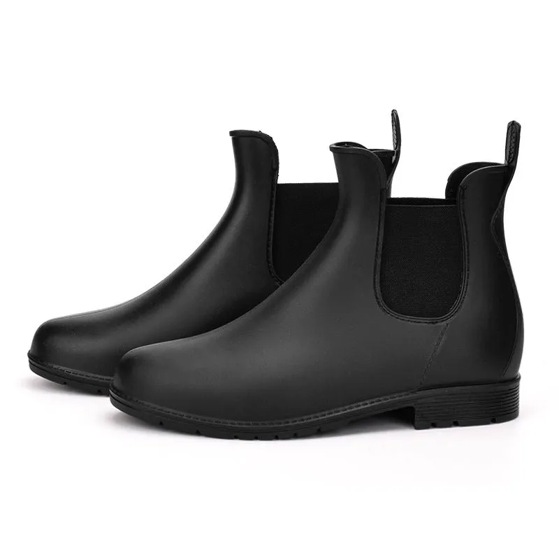 Women's waterproof Chelsea boots flat ankle high rain boots