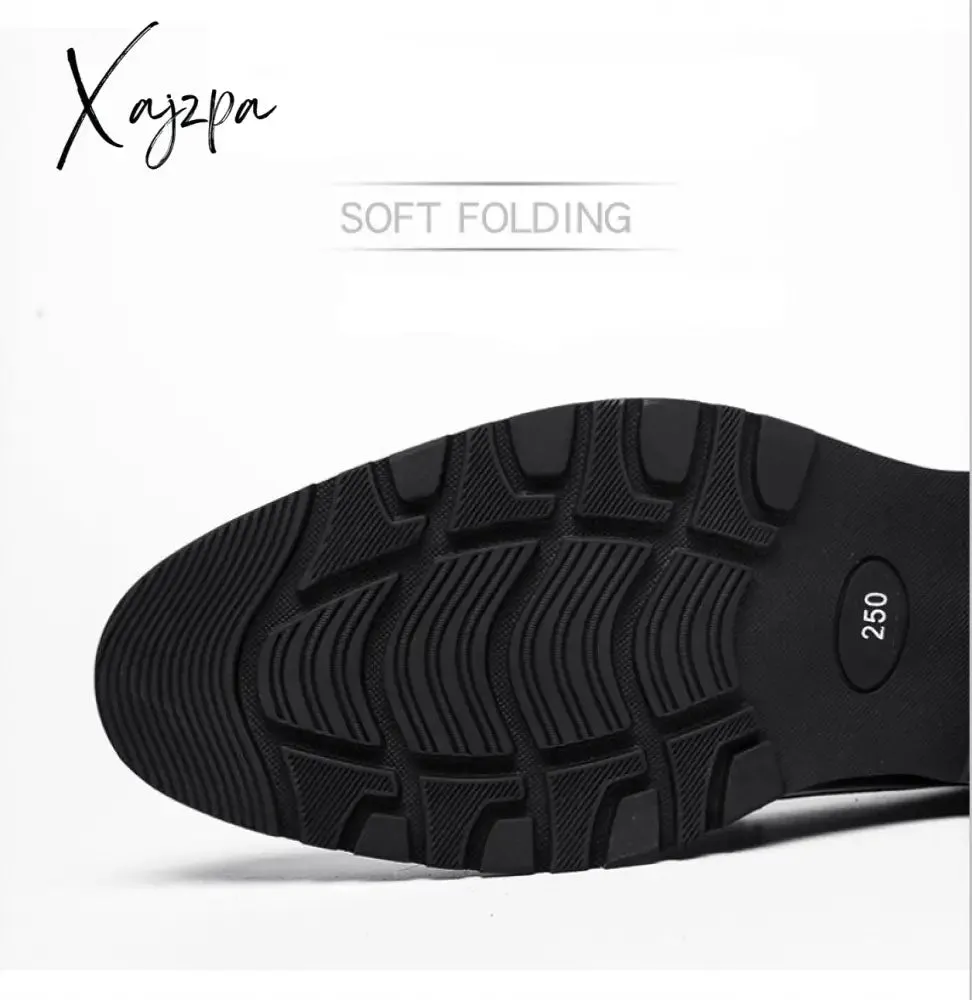 Xajzpa - New Loafers Men Shoes PU Solid Color Business Casual Wedding Party Daily Classic Monk Buckle Slip-on Fashion Dress Shoes