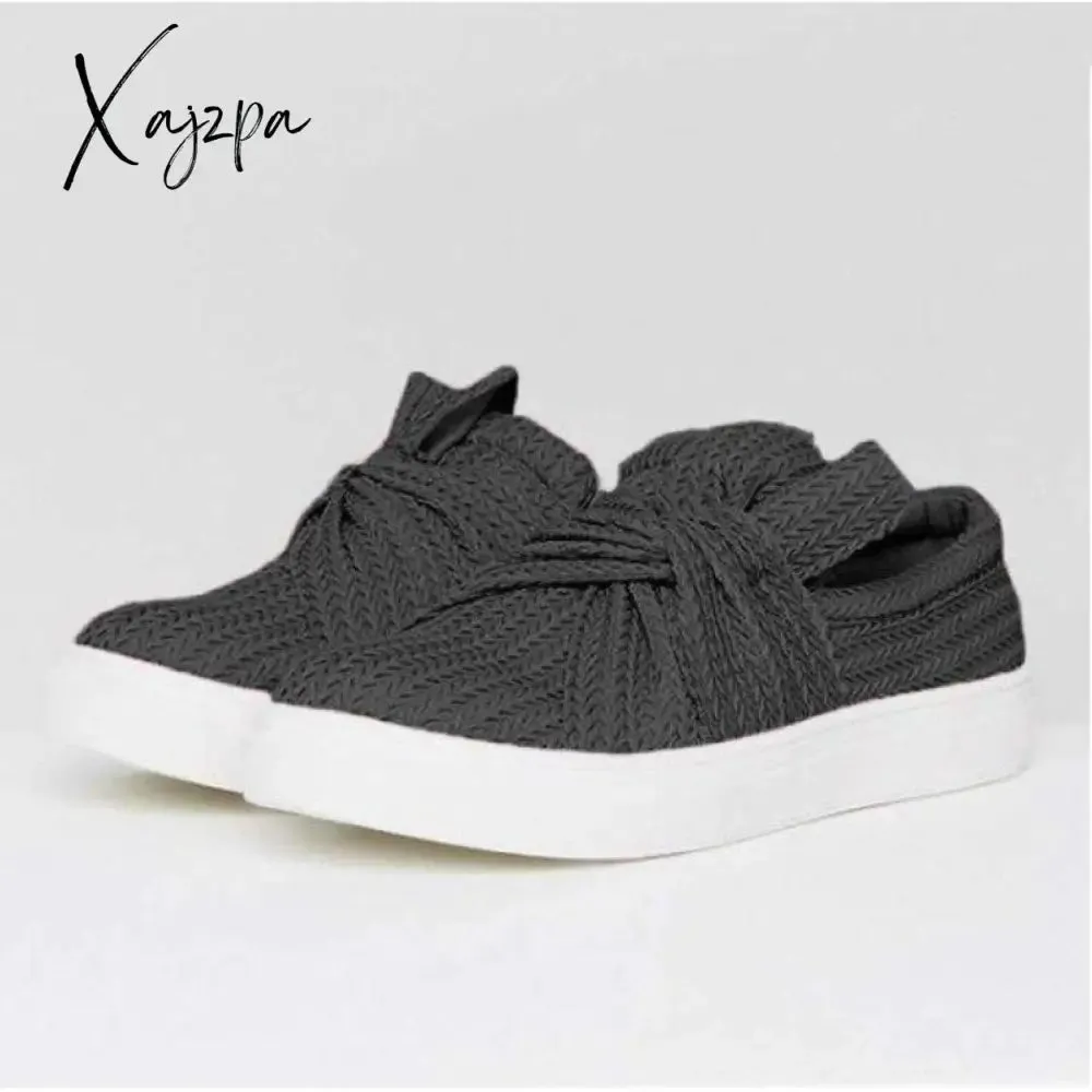 Xajzpa - Women Knitted Twist Slip On Sneakers