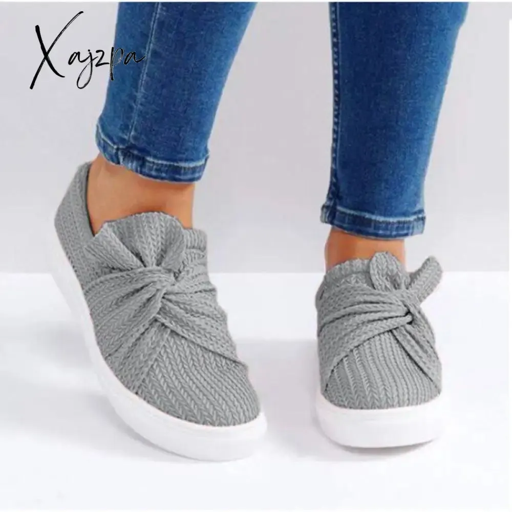 Xajzpa - Women Knitted Twist Slip On Sneakers