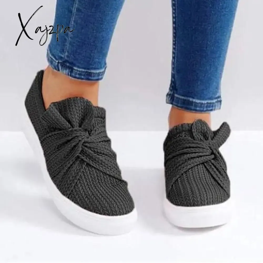 Xajzpa - Women Knitted Twist Slip On Sneakers