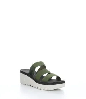 YIAN845FLY MILITARY/BLACK Wedge Sandals