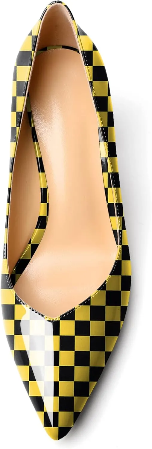 Zamikoo Women Chunky Heel Pumps Block High Heel Slip On Closed Pointed Toe Dress Pumps for Work Casual Daily Life Party Dress